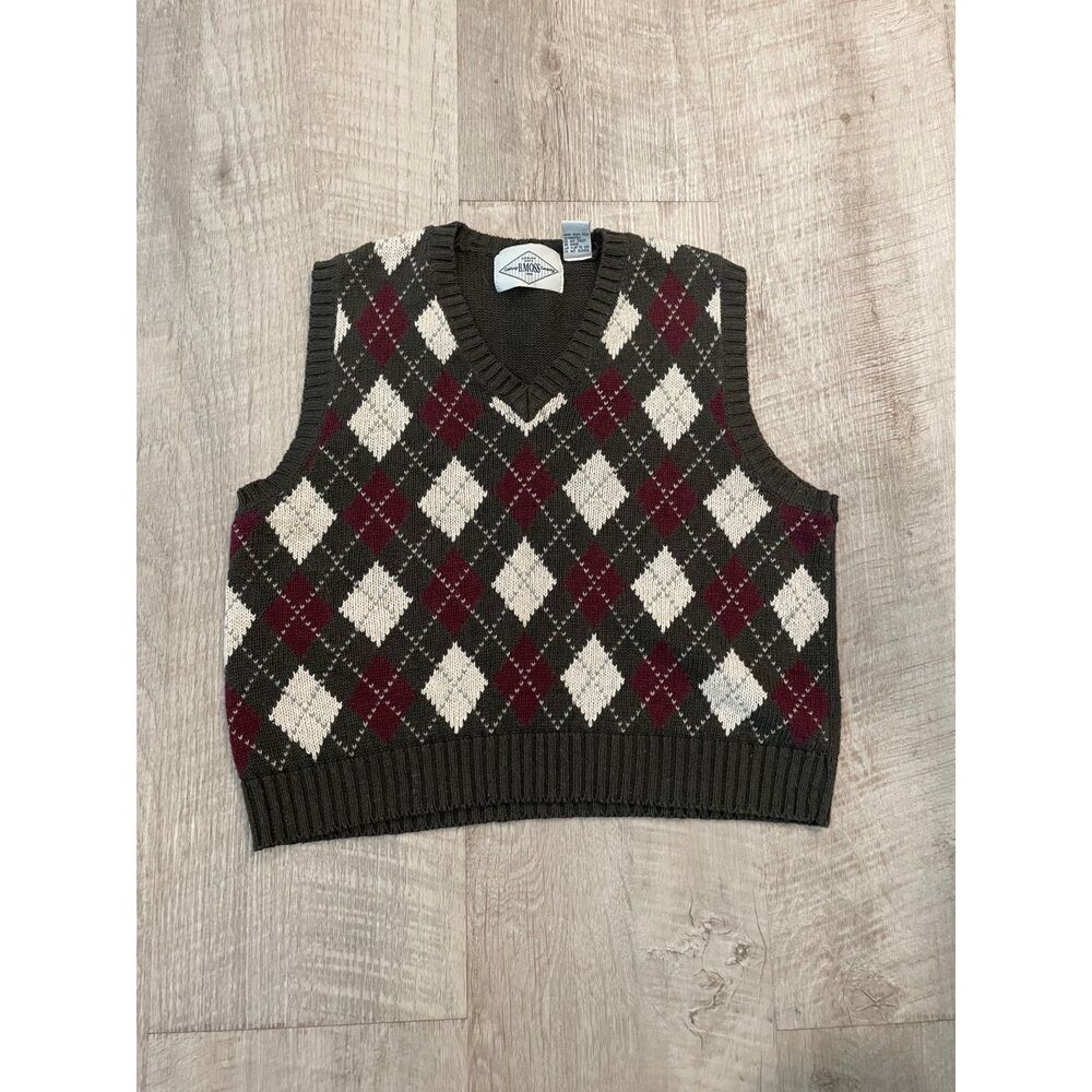 Vintage Y2K argyle sweater vest, size L